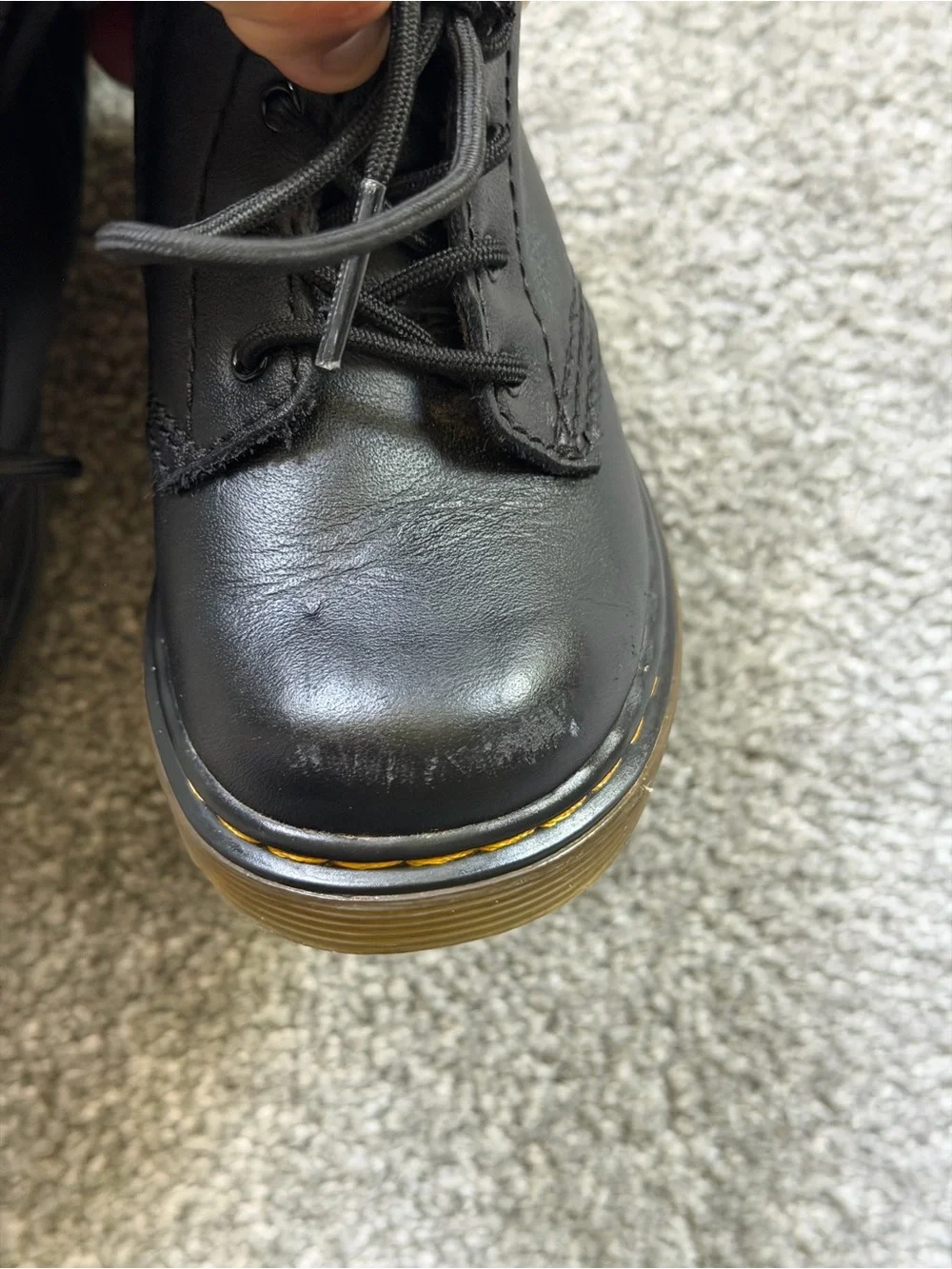 Black Leather Dr. Martens Toddler Boots Size 6 With Side Zipper.